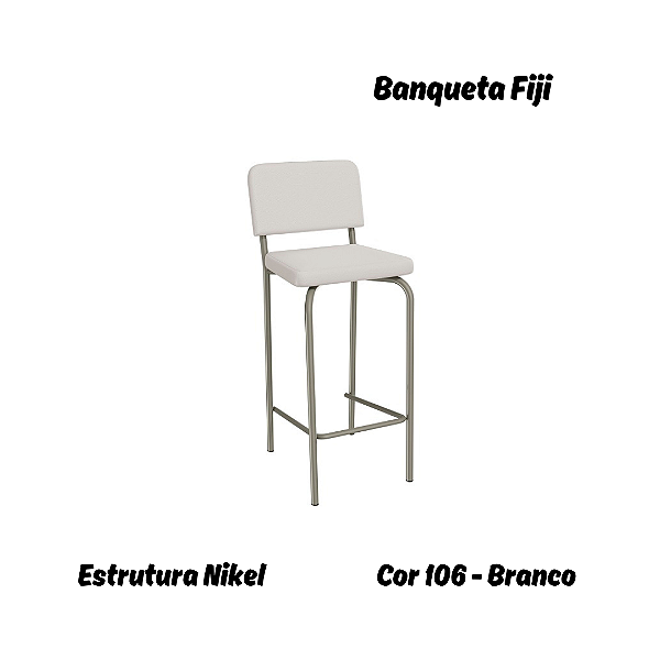 Banqueta Fiji - Ref. 1B712-NK - Estampa: 106 (Branco) Nikel - Kappesberg Crome