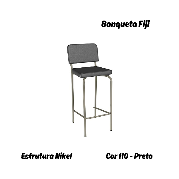 Banqueta Fiji - Ref. 1B712-NK - Estampa: 110 (Preto) Nikel - Kappesberg Crome