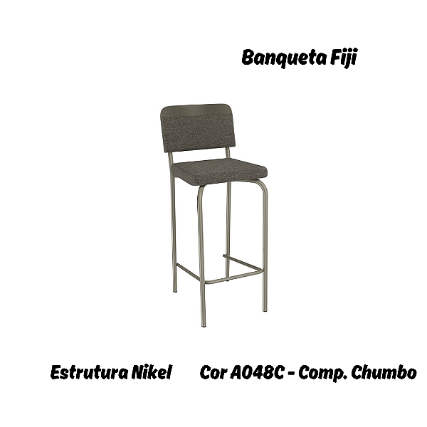 Banqueta Fiji - Ref. 1B712-NK - Estampa: A048C (Compose Chumbo) Nikel - Kappesberg Crome