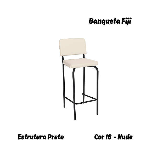 Banqueta Fiji - Ref. 1B712-PR - Estampa: 16 (Nude) Preto - Kappesberg Crome