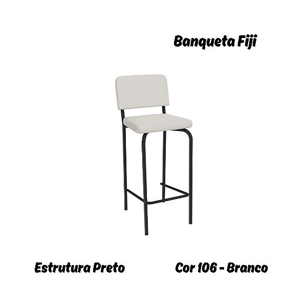 Banqueta Fiji - Ref. 1B712-PR - Estampa: 106 (Branco) Preto - Kappesberg Crome