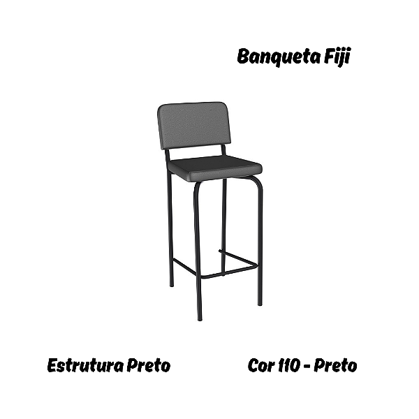 Banqueta Fiji - Ref. 1B712-PR - Estampa: 110 (Preto) Preto - Kappesberg Crome