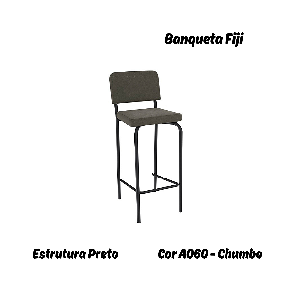 Banqueta Fiji - Ref. 1B712-PR - Estampa: A060 (Chumbo) Preto - Kappesberg Crome