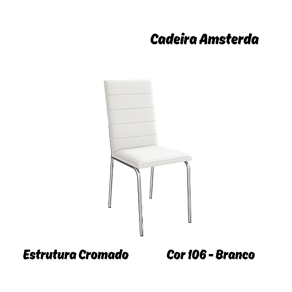 Par de Cadeiras Amsterdã - Ref. 2C091-CR - Estampa: 106 (Branco) Cromado - Kappesberg