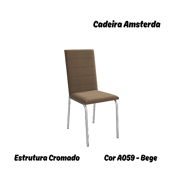 Par de Cadeiras Amsterdã - Ref. 2C091-CR - Estampa: A059 (Bege) Cromado - Kappesberg