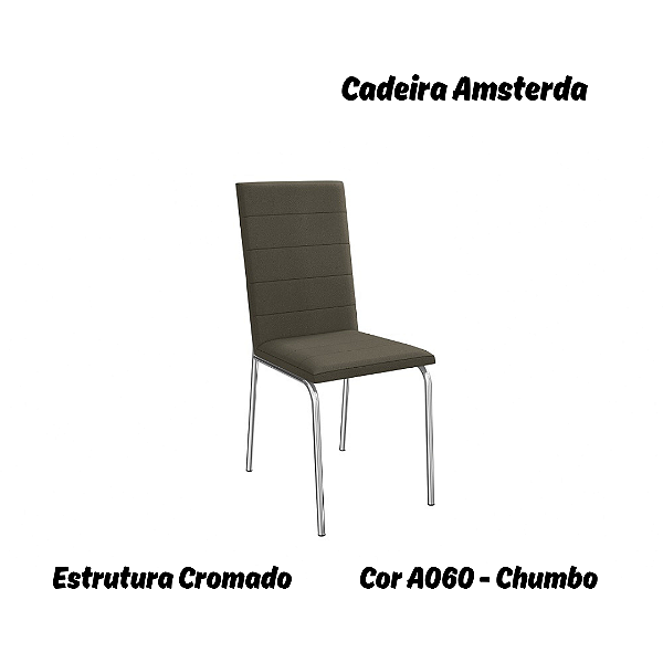 Par de Cadeiras Amsterdã - Ref. 2C091-CR - Estampa: A060 (Chumbo) Cromado - Kappesberg