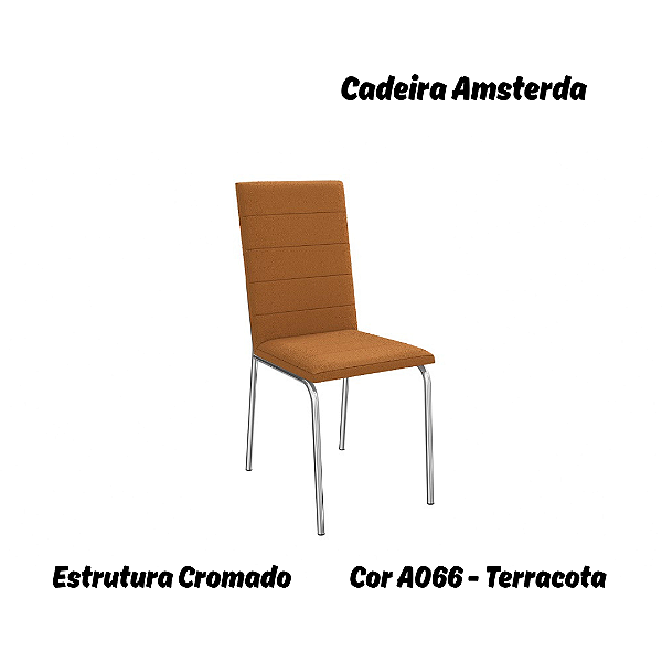 Par de Cadeiras Amsterdã - Ref. 2C091-CR - Estampa: A066 (Terracota) Cromado - Kappesberg