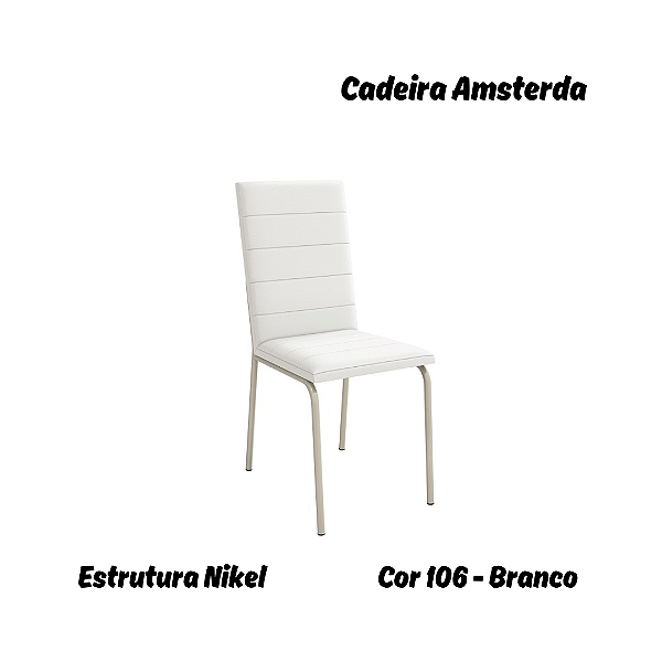 Par de Cadeiras Amsterdã - Ref. 2C091-NK - Estampa: 106 (Branco) Nikel - Kappesberg