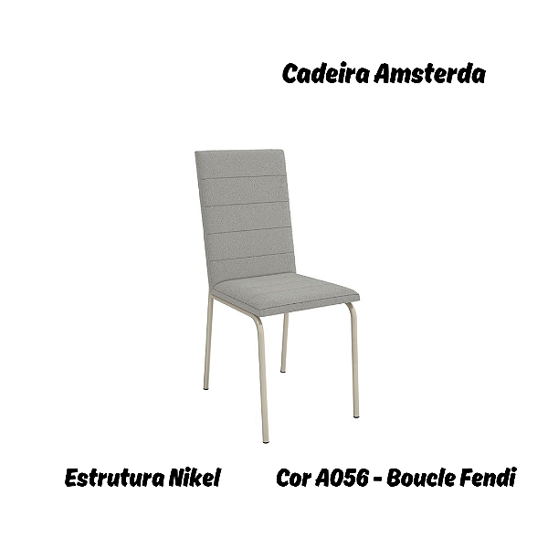 Par de Cadeiras Amsterdã - Ref. 2C091-NK - Estampa: A056 (Boucle Cinza) Nikel - Kappesberg