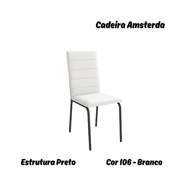 Par de Cadeiras Amsterdã - Ref. 2C091-PR - Estampa: 106 (Branco) Preto - Kappesberg