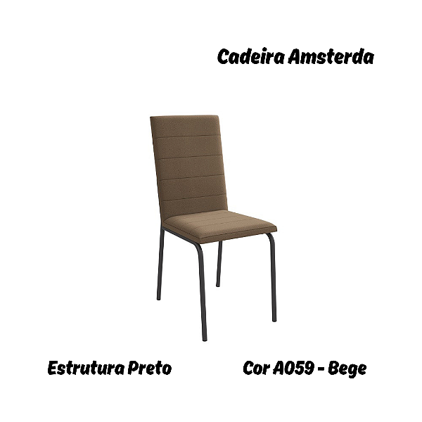 Par de Cadeiras Amsterdã - Ref. 2C091-PR - Estampa: A059 (Bege) Preto - Kappesberg