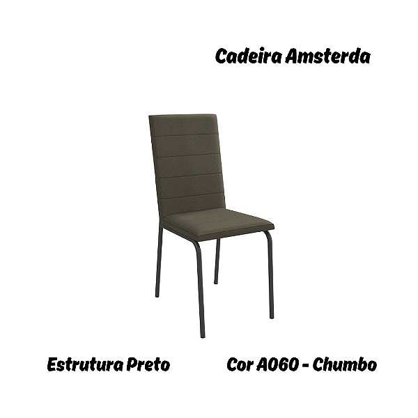 Par de Cadeiras Amsterdã - Ref. 2C091-PR - Estampa: A060 (Chumbo) Preto - Kappesberg