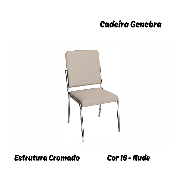 Par de Cadeiras Genebra - Ref. 2C129-CR - Estampa: 16 (Nude) Cromado - Kappesberg