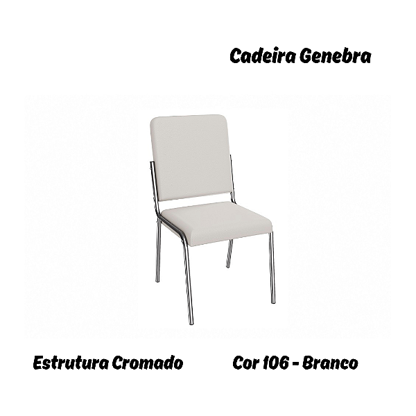 Par de Cadeiras Genebra - Ref. 2C129-CR - Estampa: 106 (Branco) Cromado - Kappesberg