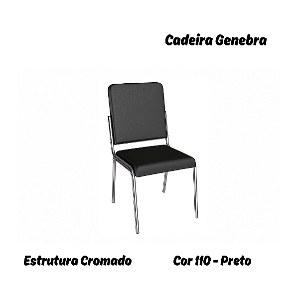Par de Cadeiras Genebra - Ref. 2C129-CR - Estampa: 110 (Preto) Cromado - Kappesberg