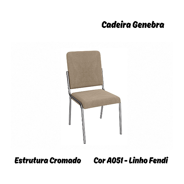 Par de Cadeiras Genebra - Ref. 2C129-CR - Estampa: A051 (Linho Fendi) Cromado - Kappesberg