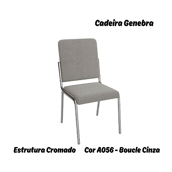 Par de Cadeiras Genebra - Ref. 2C129-CR - Estampa: A056 (Boucle Cinza) Cromado - Kappesberg