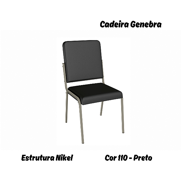 Par de Cadeiras Genebra - Ref. 2C129-NK - Estampa: 110 (Preto) Nikel - Kappesberg