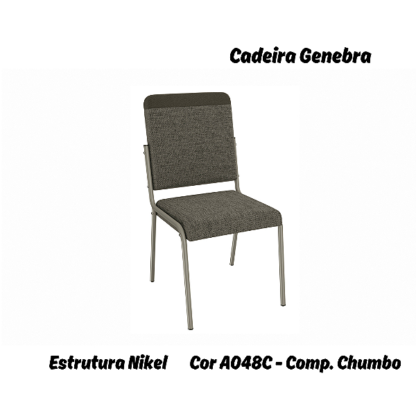 Par de Cadeiras Genebra - Ref. 2C129-NK - Estampa: A048C (Compose Chumbo) Nikel - Kappesberg