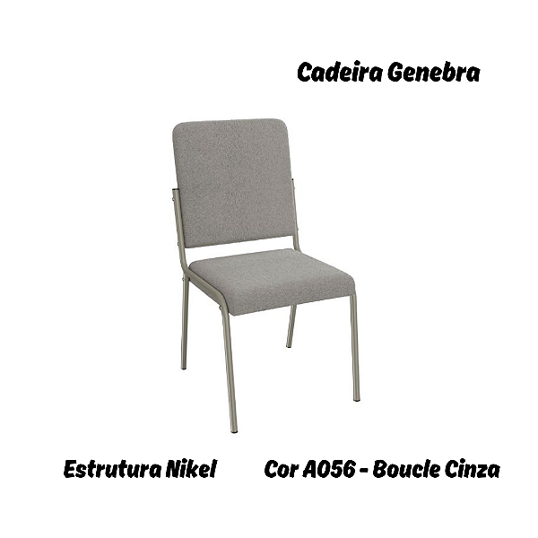 Par de Cadeiras Genebra - Ref. 2C129-NK - Estampa: A056 - Bouclé Cinza - Kappesberg Crome