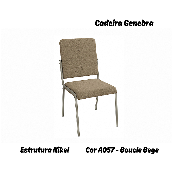 Par de Cadeiras Genebra - Ref. 2C129-NK - Estampa: A057 (Boucle Bege) Nikel - Kappesberg