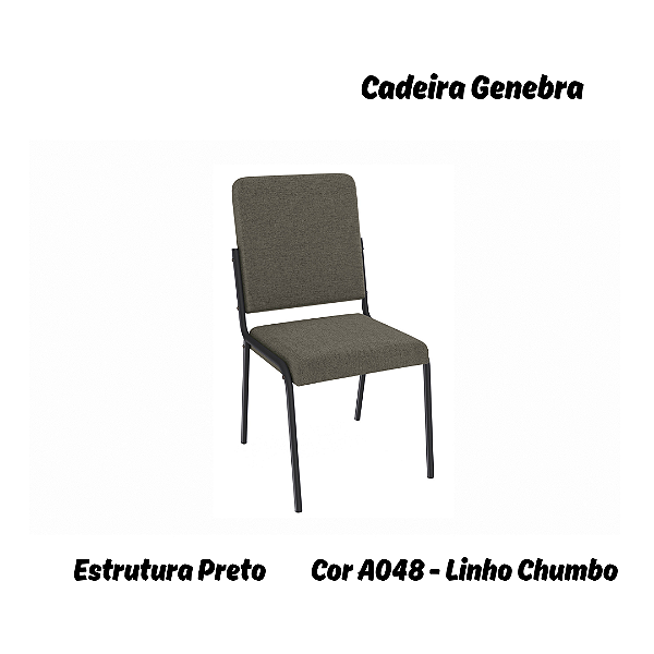 Par de Cadeiras Genebra - Ref. 2C129-PR - Estampa: A048 (Linho Chumbo) Preto - Kappesberg