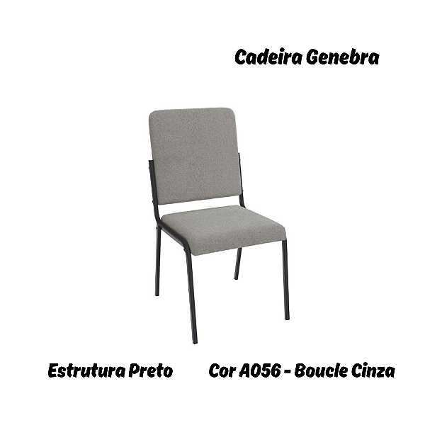 Par de Cadeiras Genebra - Ref. 2C129-PR - Estampa: A056 (Boucle Cinza) Preto - Kappesberg