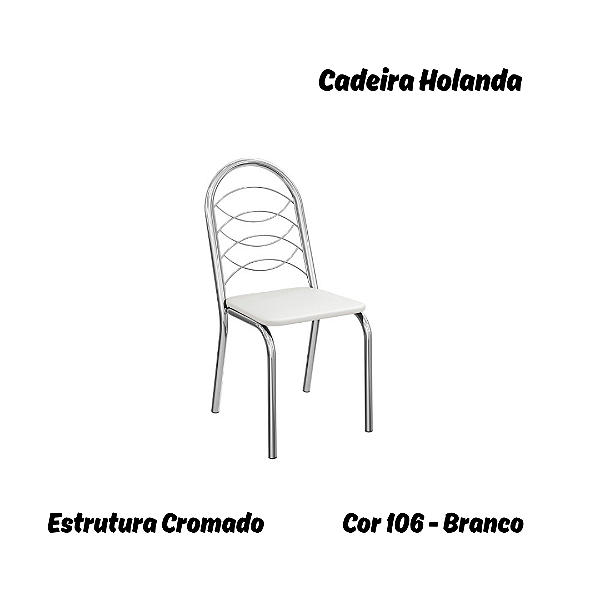 Par de Cadeiras Holanda - Ref. 2C009-CR - Estampa: 106 (Branco) Cromado - Kappesberg