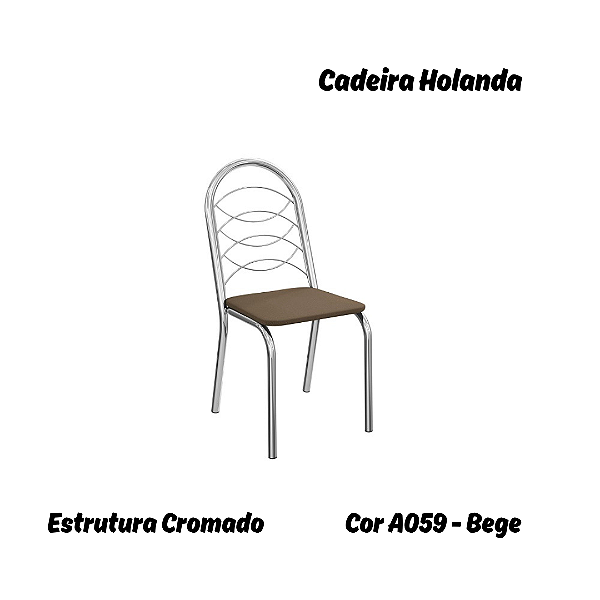Par de Cadeiras Holanda - Ref. 2C009-CR - Estampa: A059 (Bege) Cromado - Kappesberg