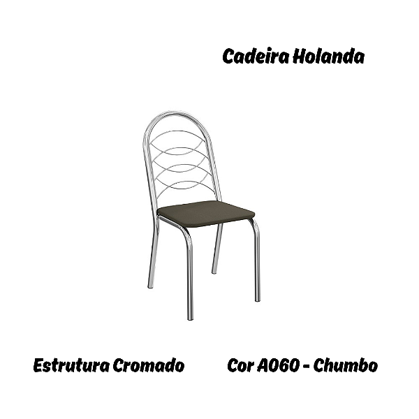 Par de Cadeiras Holanda - Ref. 2C009-CR - Estampa: A060 (Chumbo) Cromado - Kappesberg