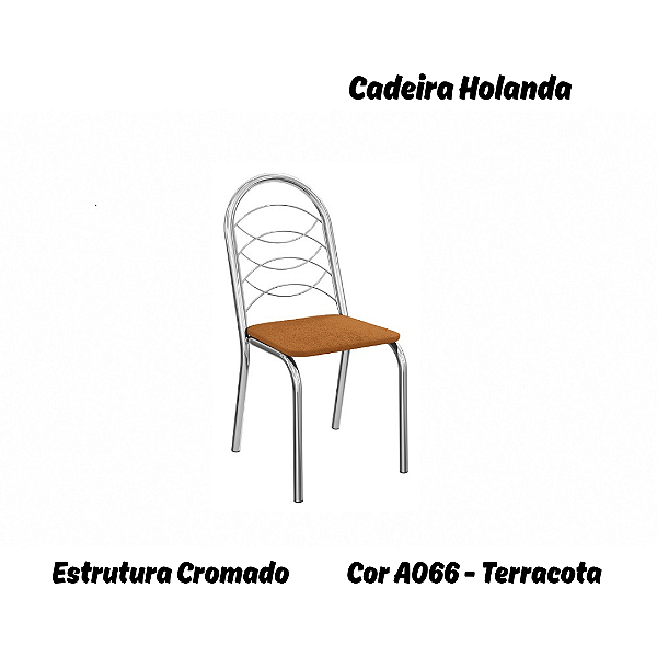 Par de Cadeiras Holanda - Ref. 2C009-CR - Estampa: A066 (Terracota) Cromado - Kappesberg