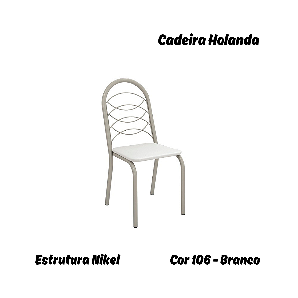 Par de Cadeiras Holanda - Ref. 2C009-NK - Estampa: 106 (Branco) Nikel - Kappesberg