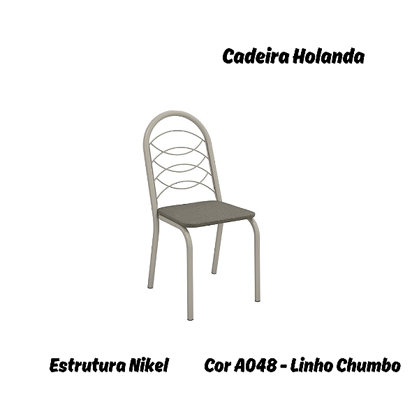 Par de Cadeiras Holanda - Ref. 2C009-NK - Estampa: A048 (Linho Chumbo) Nikel - Kappesberg