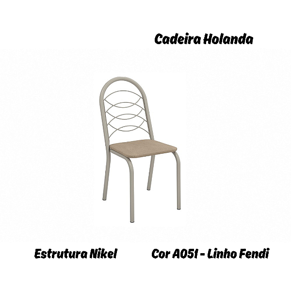 Par de Cadeiras Holanda - Ref. 2C009-NK - Estampa: A051 (Linho Fendi) Nikel - Kappesberg