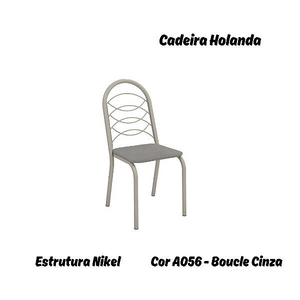 Par de Cadeiras Holanda - Ref. 2C009-NK - Estampa: A056 (Bouclé Cinza) Nikel - Kappesberg
