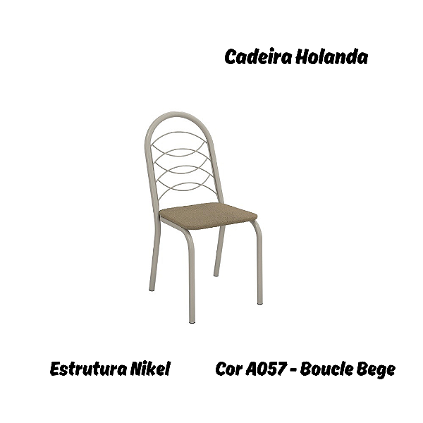 Par de Cadeiras Holanda - Ref. 2C009-NK - Estampa: A057 (Bouclé Bege) Nikel - Kappesberg