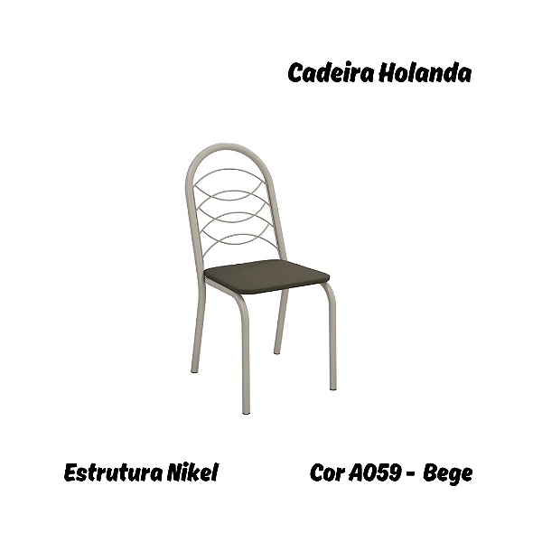 Par de Cadeiras Holanda - Ref. 2C009-NK - Estampa: A059 (Bege) Nikel - Kappesberg