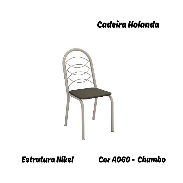 Par de Cadeiras Holanda - Ref. 2C009-NK - Estampa: A060 (Chumbo) Nikel - Kappesberg