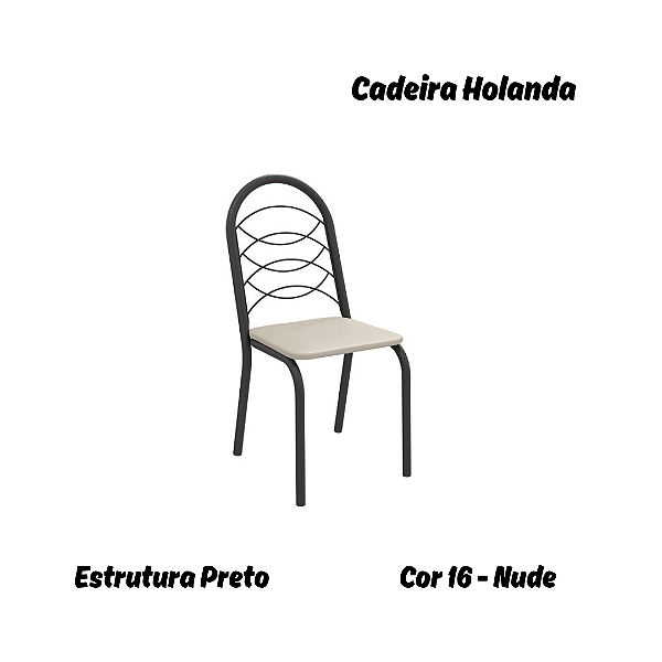 Par de Cadeiras Holanda - Ref. 2C009-PR - Estampa: 16 (Nude) Preto - Kappesberg