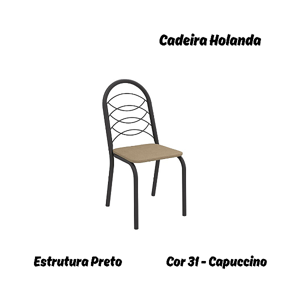 Par de Cadeiras Holanda - Ref. 2C009-PR - Estampa: 31 (Capuccino) Preto - Kappesberg
