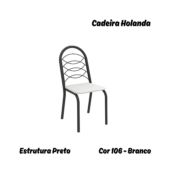 Par de Cadeiras Holanda - Ref. 2C009-PR - Estampa: 106 (Branco) Preto - Kappesberg