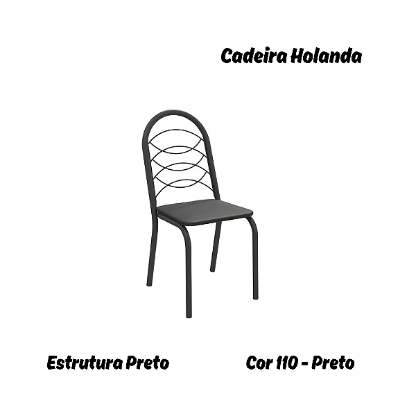 Par de Cadeiras Holanda - Ref. 2C009-PR - Estampa: 110 (Preto) Preto - Kappesberg