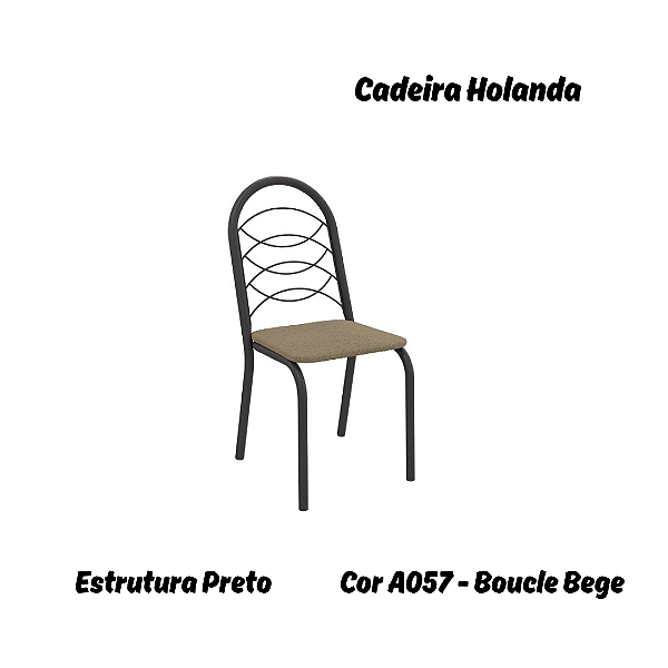 Par de Cadeiras Holanda - Ref. 2C009-PR - Estampa: A051 (Linho Fendi) Preto - Kappesberg