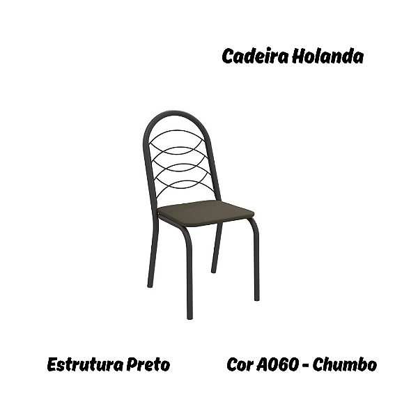 Par de Cadeiras Holanda - Ref. 2C009-PR - Estampa: A060 (Chumbo) Preto - Kappesberg
