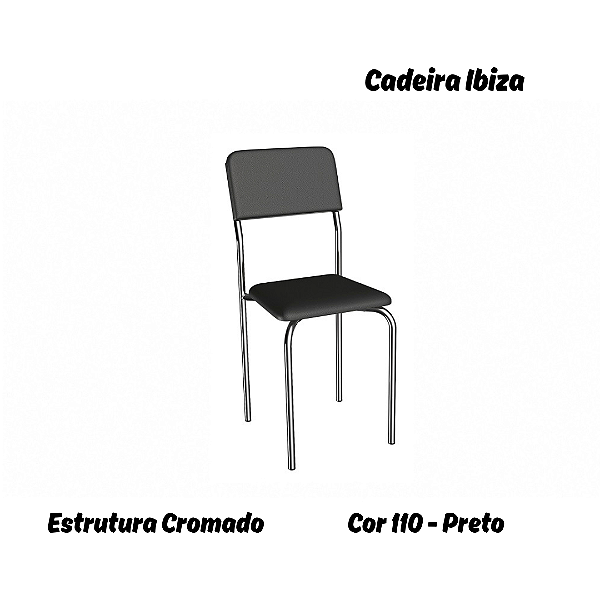 Par de Cadeiras Ibiza - Ref. 2C133-CR - Estampa: 110 (Preto) Cromado - Kappesberg