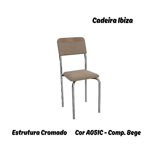 Par de Cadeiras Ibiza - Ref. 2C133-CR - Estampa: A051C (Compose Bege) Cromado - Kappesberg