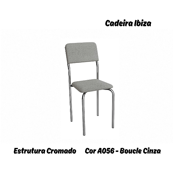 Par de Cadeiras Ibiza - Ref. 2C133-CR - Estampa: A056 (Bouclé Cinza) Cromado - Kappesberg