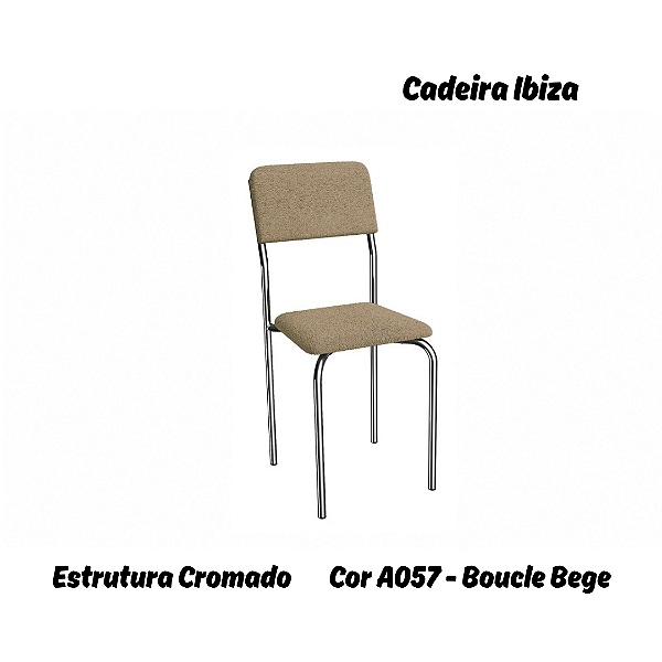 Par de Cadeiras Ibiza - Ref. 2C133-CR - Estampa: A057 (Bouclé Bege) Cromado - Kappesberg