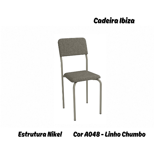Par de Cadeiras Ibiza - Ref. 2C133-NK - Estampa: A048 (Linho Chumbo) Nikel - Kappesberg