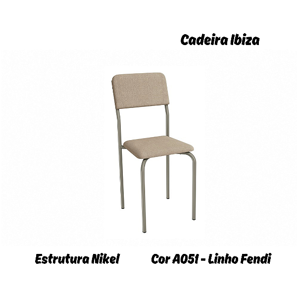 Par de Cadeiras Ibiza - Ref. 2C133-NK - Estampa: A051 (Linho Fendi) Nikel - Kappesberg